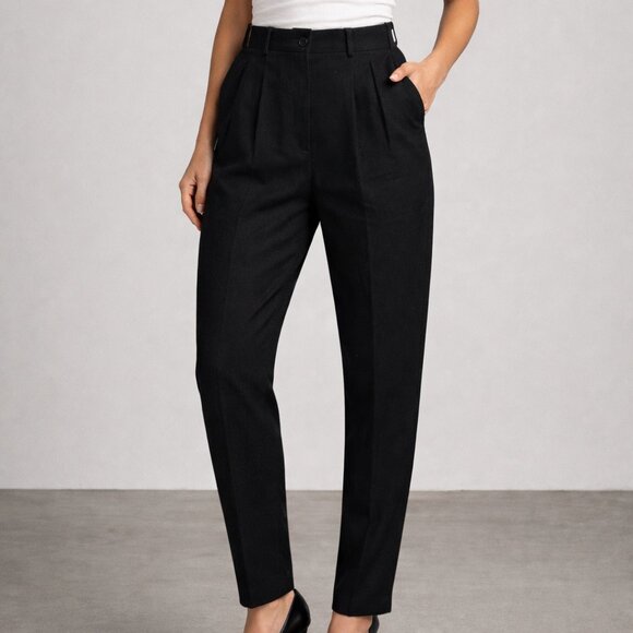 J. Crew Pants - J.CREW VTG Tapered-Leg High Waist 100% Wool Black Pants Womens 8 NWT Made in USA